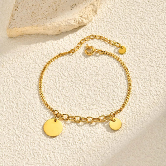 Women’s Stainless Steel Disc Charm Bracelet
