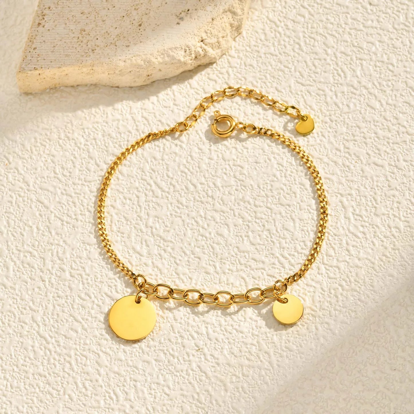 Women’s Stainless Steel Disc Charm Bracelet