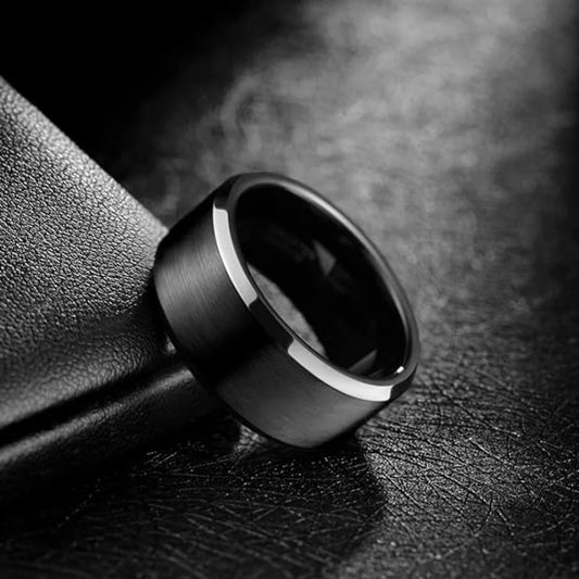 Men’s Stainless Steel Band Ring – Black, Gold & Silver