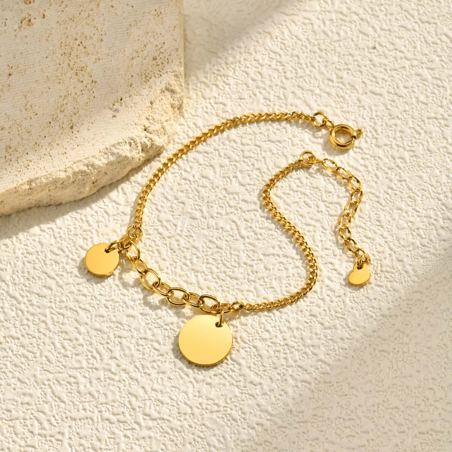 Women’s Stainless Steel Disc Charm Bracelet