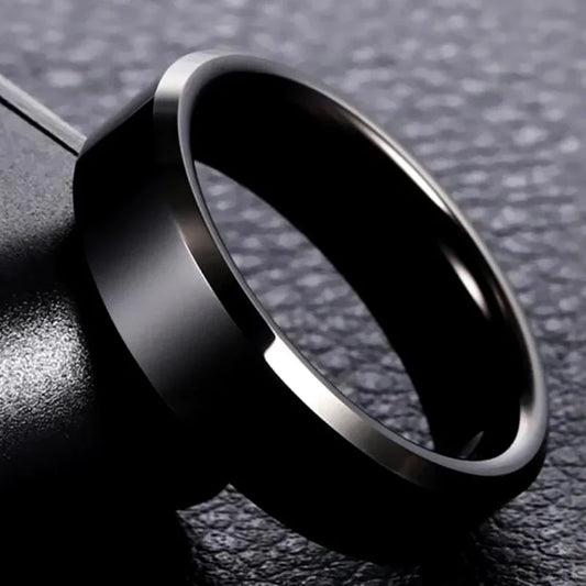 Men’s Stainless Steel Band Ring – Black, Gold & Silver